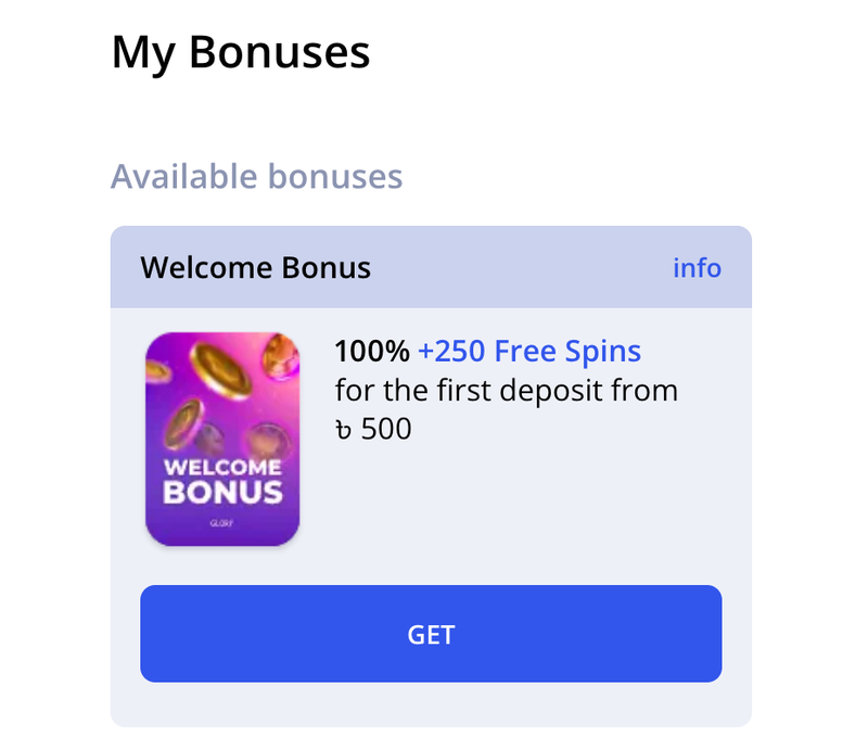 Glory casino bonus